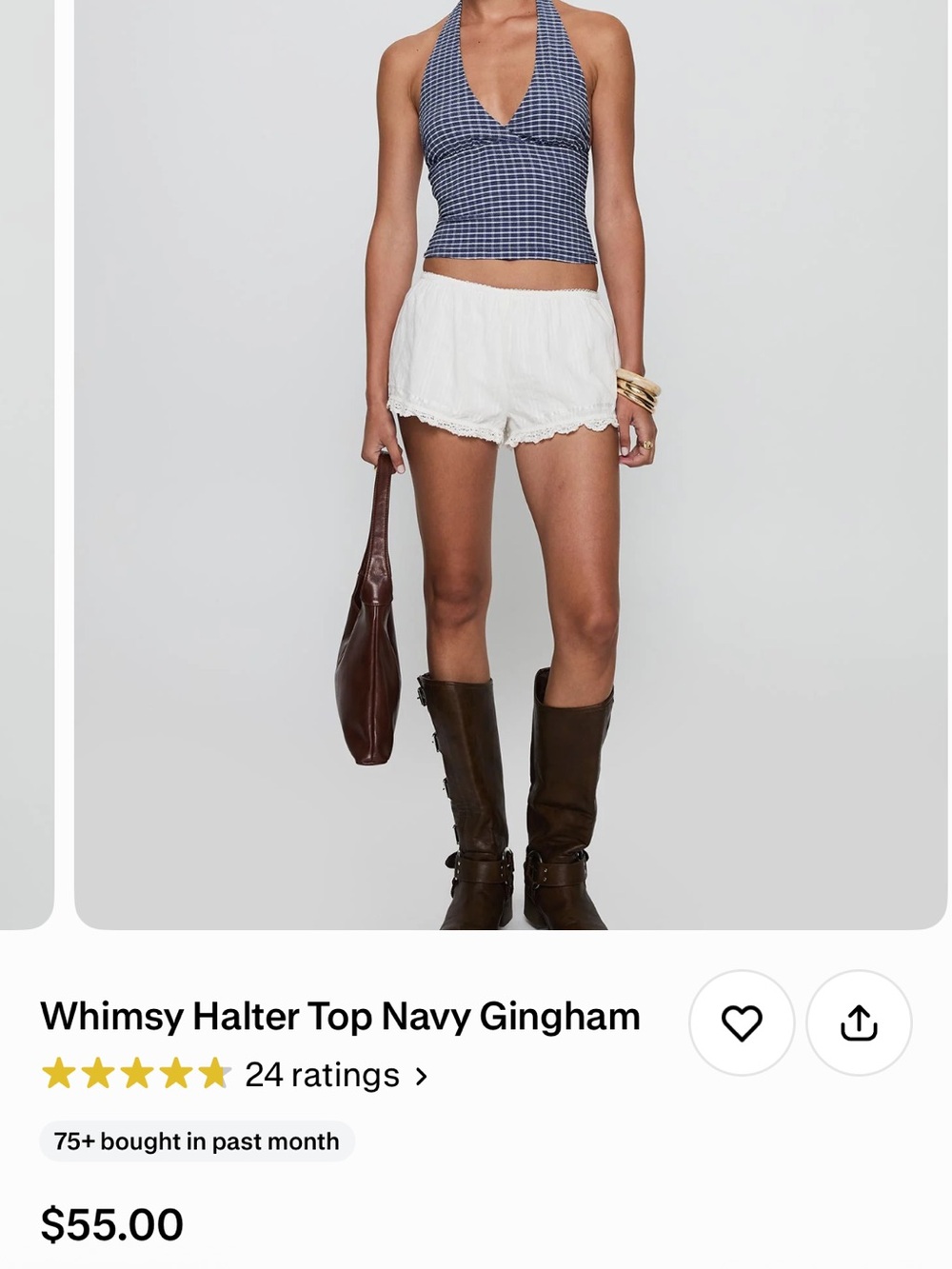 Gingham Navy Halter top